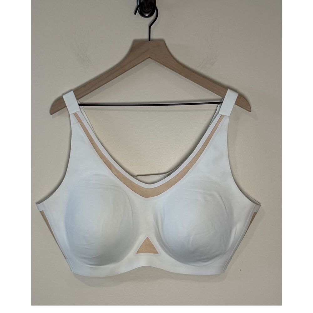 Honeylove Cloudfuse V Neck Wireless White Tan Bra Size 3X+